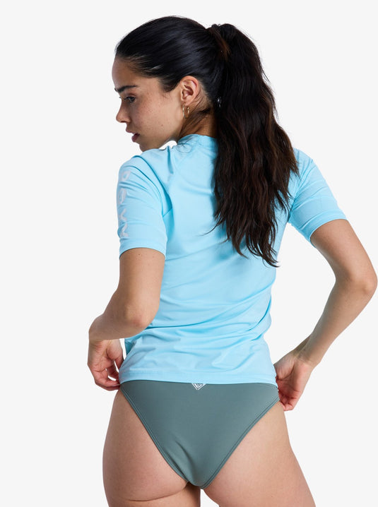 Roxy Women's Whole Hearted SS Rashguard Tanager Turquoise ERGWR03548-GCZ1