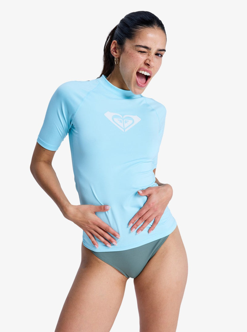 Load image into Gallery viewer, Roxy Women's Whole Hearted SS Rashguard Tanager Turquoise ERGWR03548-GCZ1
