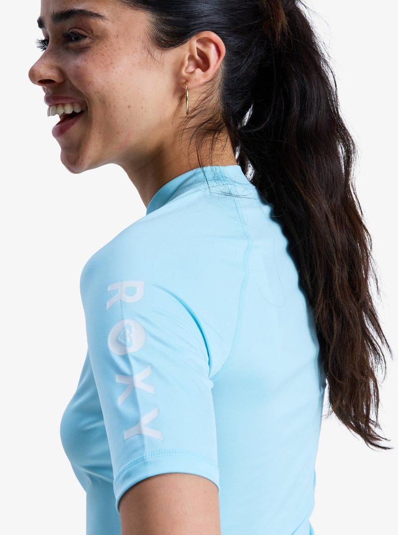 Load image into Gallery viewer, Roxy Women's Whole Hearted SS Rashguard Tanager Turquoise ERGWR03548-GCZ1
