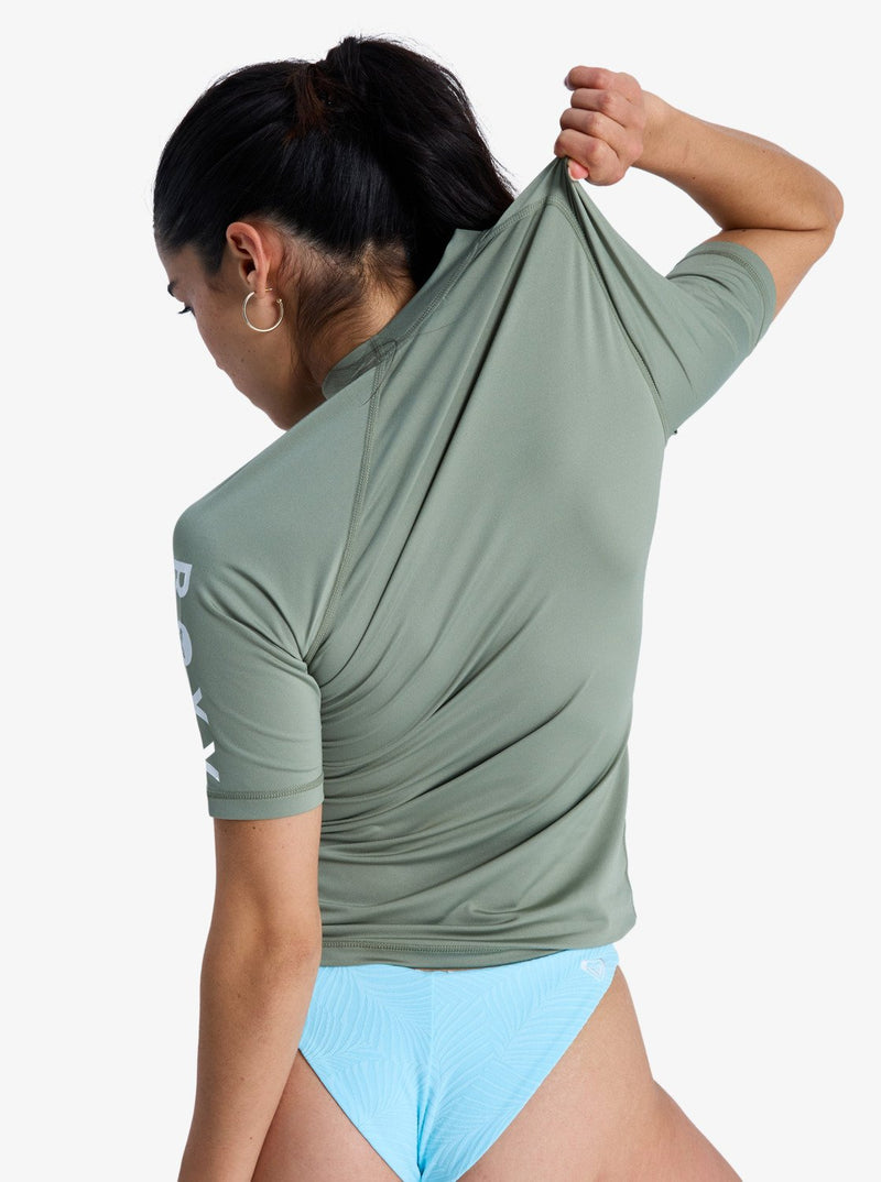 Load image into Gallery viewer, Roxy Women's Whole Hearted SS Rashguard Oil Green ERGWR03548-GLD0
