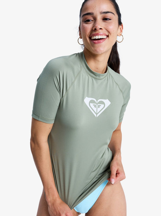 Roxy Women's Whole Hearted SS Rashguard Oil Green ERGWR03548-GLD0
