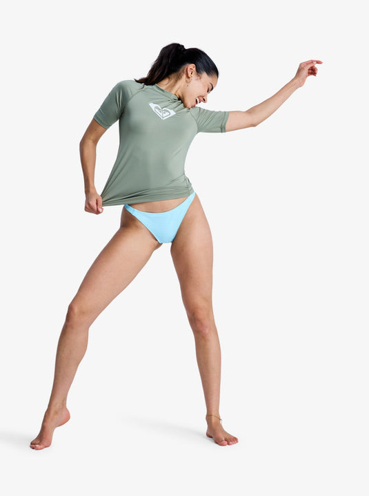 Roxy Women's Whole Hearted SS Rashguard Oil Green ERGWR03548-GLD0