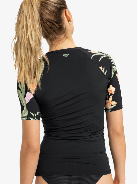 Roxy Women's Lycra Short Sleeve Surf T-Shirt Anthracite Island Escape ERJWR03827_KVJ3