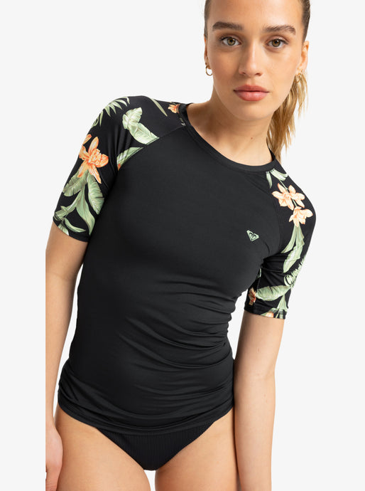 Roxy Women's Lycra Short Sleeve Surf T-Shirt Anthracite Island Escape ERJWR03827_KVJ3