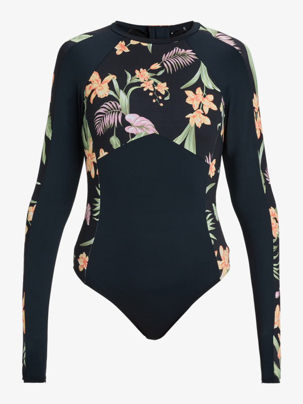 Load image into Gallery viewer, Roxy Women&#39;s Fashion Long Sleeve Swimsuit Anthracite Island Escape ERJWR03831_KVJ3
