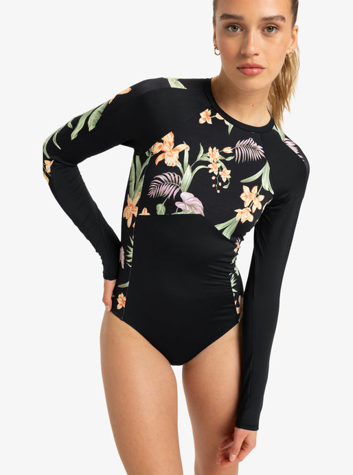 Roxy Women's Fashion Long Sleeve Swimsuit Anthracite Island Escape ERJWR03831_KVJ3