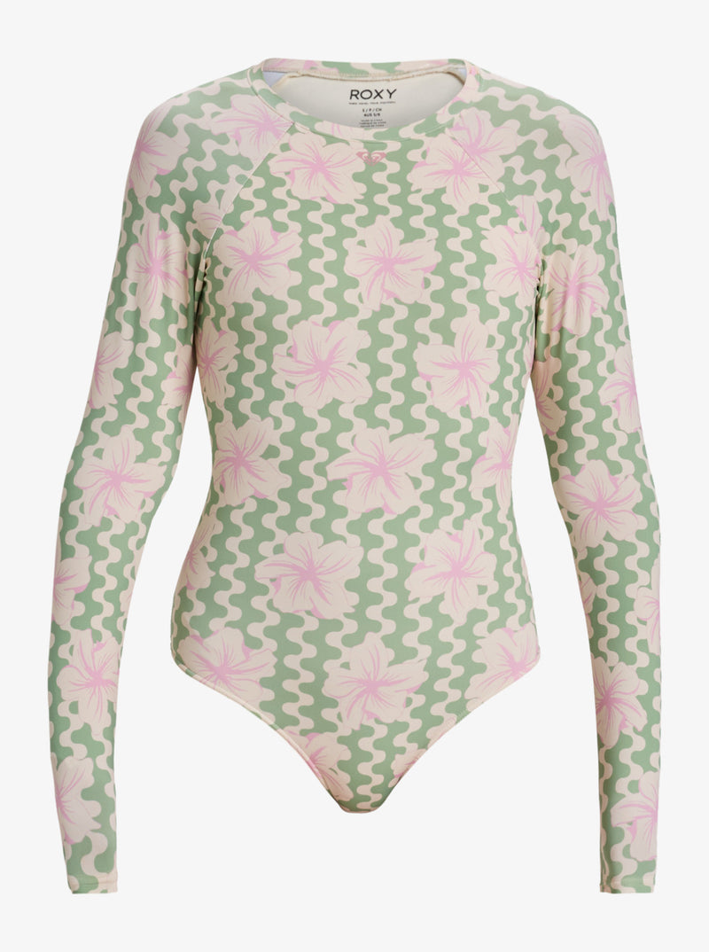 Load image into Gallery viewer, Roxy Women&#39;s Hibiscus Daze Long Sleeve Swimsuit Basil Party Waves Yw ERJWR03834-GHZ5
