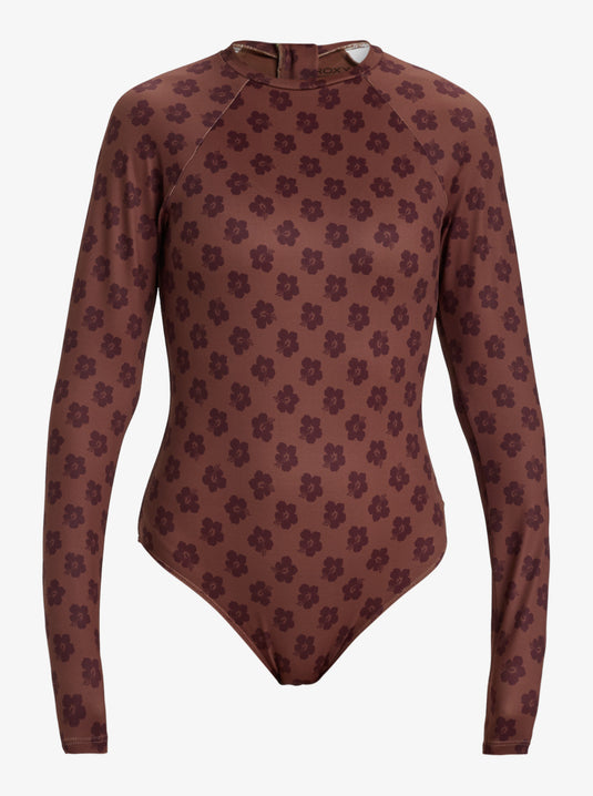 Roxy Women's Pro Long Sleeves Swimsuit Chocolate Plum Polkabiscus ERJWR03841_XCKC