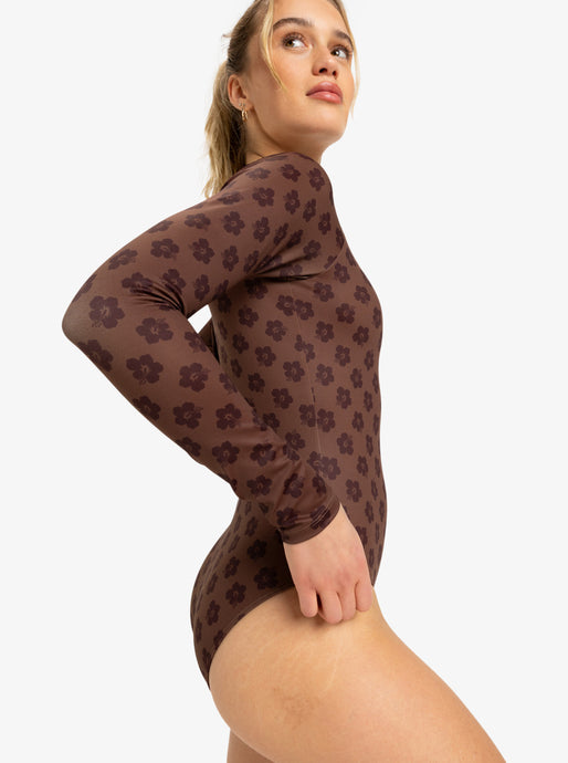 Roxy Women's Pro Long Sleeves Swimsuit Chocolate Plum Polkabiscus ERJWR03841_XCKC