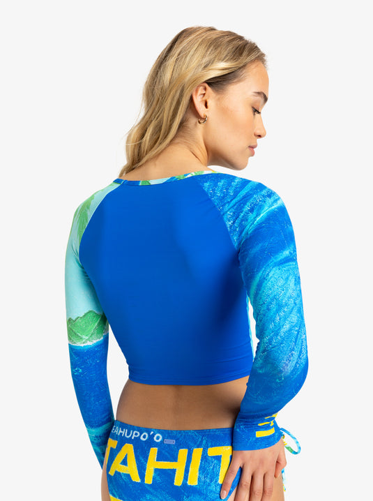 Roxy Women's Atlas Long Sleeves Crop Surf Top Skyway ERJWR03847-BFB0