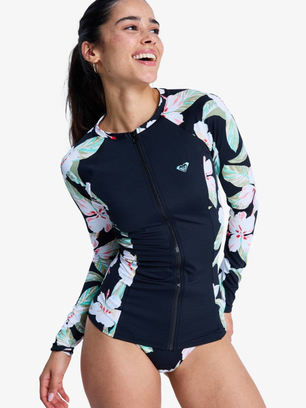 Load image into Gallery viewer, Roxy Women's Long Sleeve Zip Lycra Anthracite Spring Charming ERJWR03898-KVJ5
