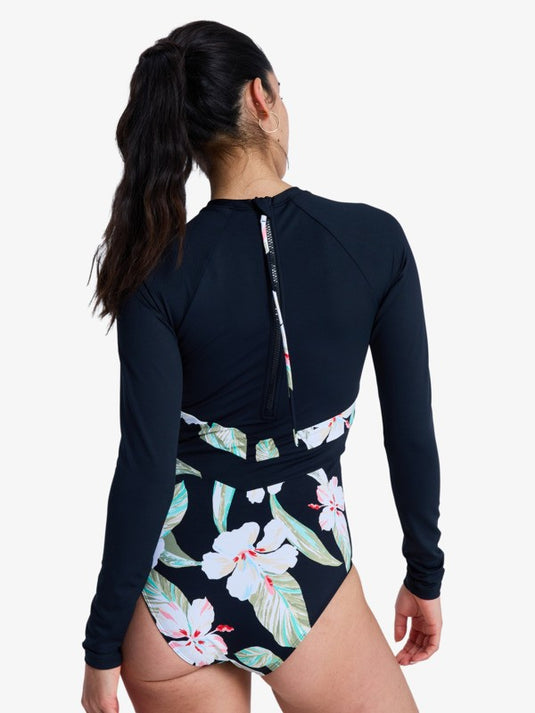 Roxy Women's The Rider Zipped Long Sleeve One Piece Swimsuit Anthracite Spring Charming ERJWR03900-KVJ5