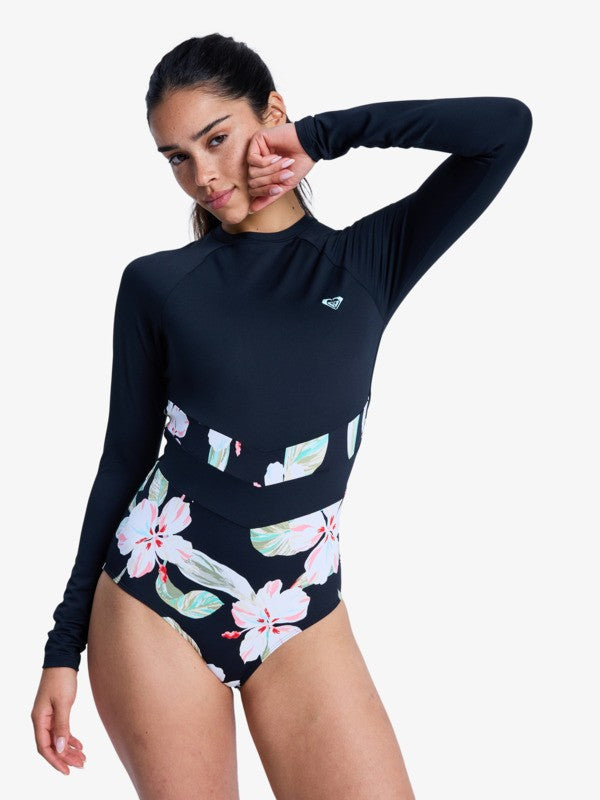 Load image into Gallery viewer, Roxy Women's The Rider Zipped Long Sleeve One Piece Swimsuit Anthracite Spring Charming ERJWR03900-KVJ5
