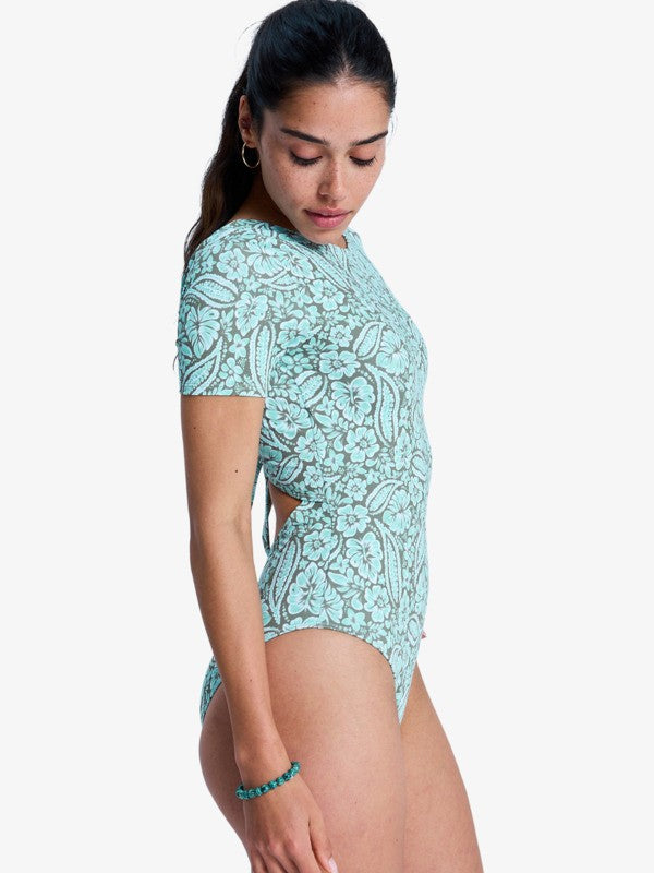 Load image into Gallery viewer, Roxy Women's Sun Babe One-Piece Swimsuit Oil Green Wildside Paisley ERJWR03901-GLD6
