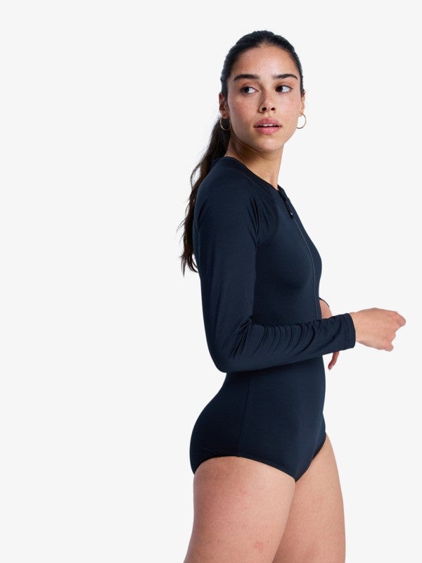 Load image into Gallery viewer, Roxy Women's Essentials One Piece Long Sleeve Swimsuit Anthracite ERJWR03906-KVJ0
