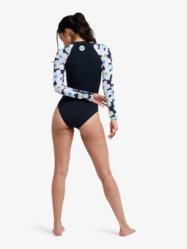 Load image into Gallery viewer, Roxy Women's Active Long Sleeve One Piece Swimsuit Anthracite Im Fleur Real ERJWR03927-KVJ7
