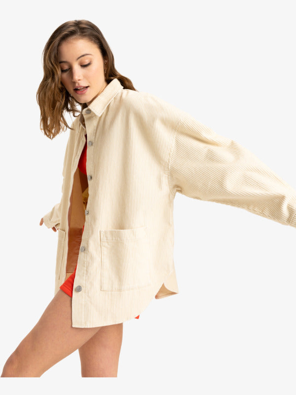Load image into Gallery viewer, Roxy Women&#39;s Kick Back Long Sleeves Shirt Jacket Parchment ERJWT03673_TEC0
