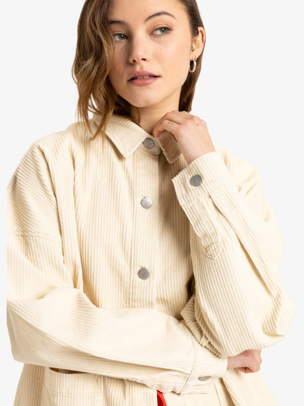 Load image into Gallery viewer, Roxy Women&#39;s Kick Back Long Sleeves Shirt Jacket Parchment ERJWT03673_TEC0
