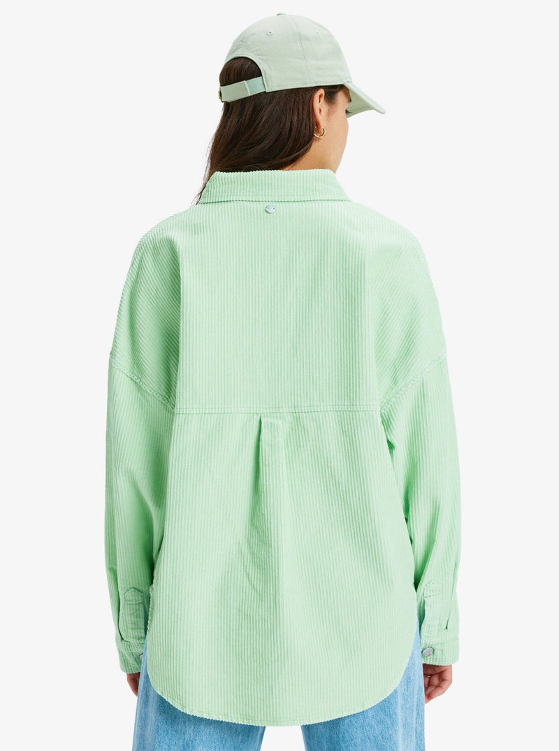 Load image into Gallery viewer, Roxy Women's Kick Back Washed Oversized Corduroy Jacket Pistachio Green ERJWT03697-GED0
