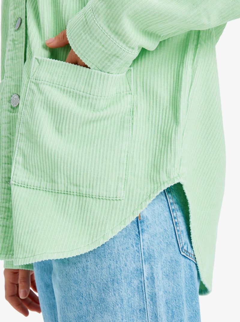 Load image into Gallery viewer, Roxy Women's Kick Back Washed Oversized Corduroy Jacket Pistachio Green ERJWT03697-GED0
