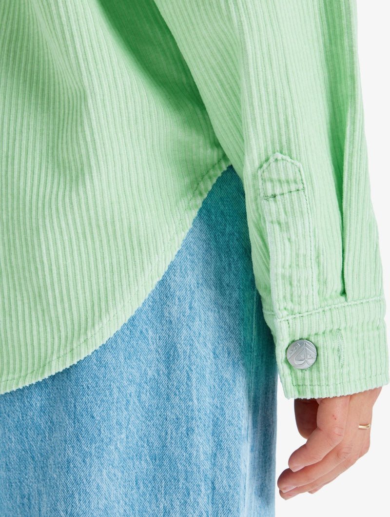 Load image into Gallery viewer, Roxy Women's Kick Back Washed Oversized Corduroy Jacket Pistachio Green ERJWT03697-GED0
