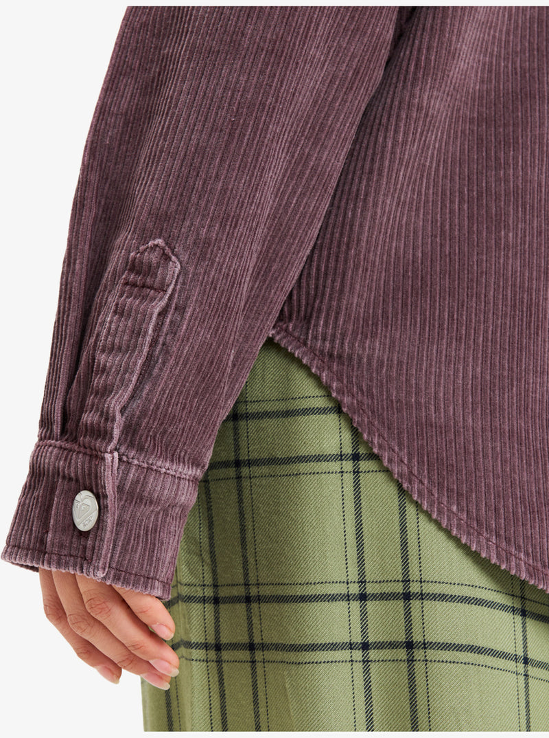 Load image into Gallery viewer, Roxy Women&#39;s Kick Back Washed Oversized Corduroy Jacket Huckleberry ERJWT03697-RRF0
