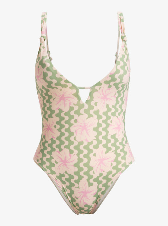 Roxy Women's Hibiscus Daze One Piece Swimsuit Basil Party Waves Yw ERJX103713-GHZ5