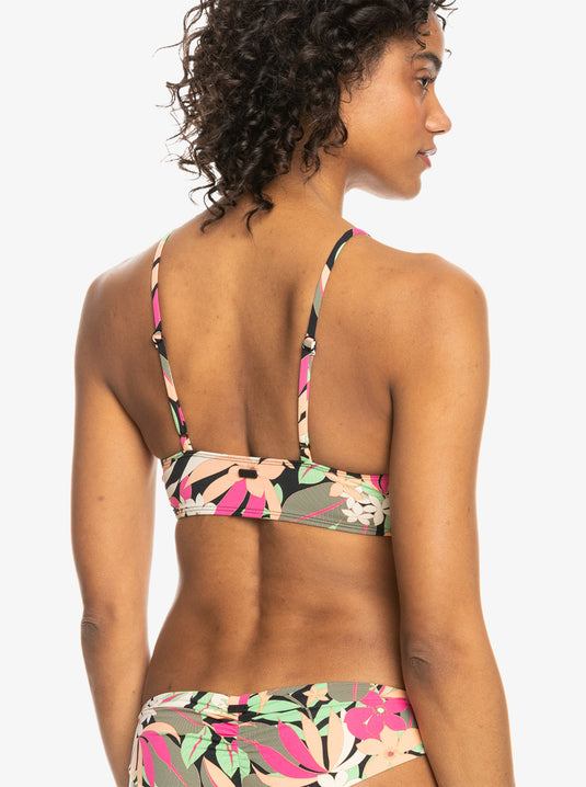 Roxy Women's Printed Beach Classics Bra Bikini Top Anthracite Palm Song S ERJX305201-KVJ8