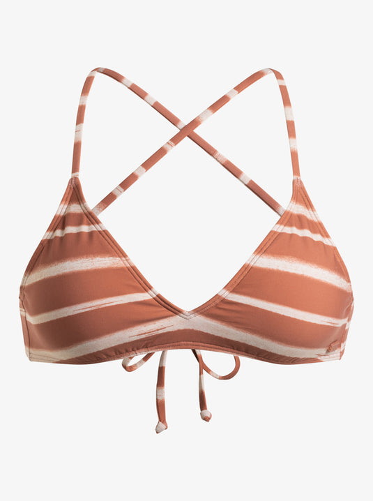 Roxy Women's Printed Beach Classics Bra Bikini Top Cedar Wood Happy Stripe ERJX305203-MMS3