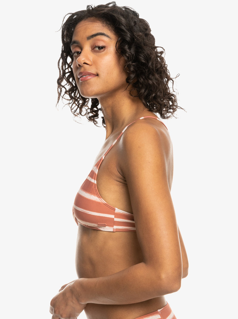 Load image into Gallery viewer, Roxy Women&#39;s Printed Beach Classics Bra Bikini Top Cedar Wood Happy Stripe ERJX305203-MMS3
