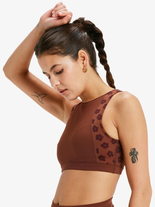 Load image into Gallery viewer, Roxy Women&#39;s Pro Wave Crop Top Bikini Chocolate Plum Polkabiscus  ERJX305322_XCKC
