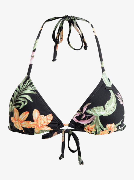 Roxy Women's Pt Beach Classics Triangle Bikini Top Anthracite Island Escape ERJX305415_KVJ3