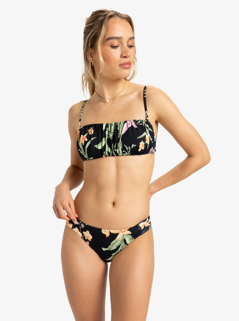 Load image into Gallery viewer, Roxy Women&#39;s Pt Beach Classics Bandeau Bikini Top Anthracite Island Escape ERJX305423_KVJ3
