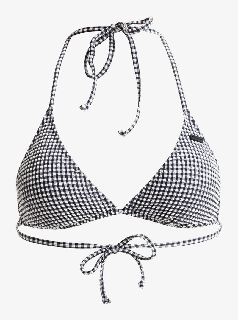 Load image into Gallery viewer, Roxy Women&#39;s Gingham Triangle Bikini Top Anthracite ERJX305433-KVJ0
