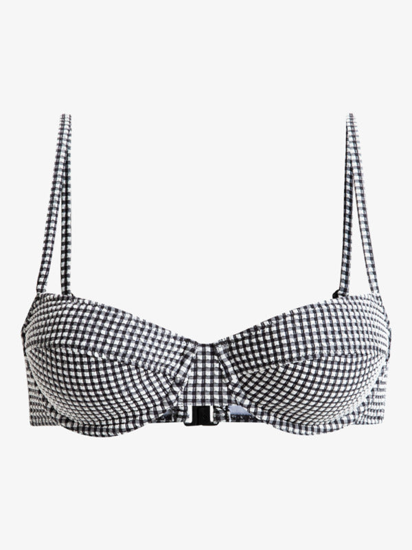 Load image into Gallery viewer, Roxy Women&#39;s Gingham Underwire Bikini Top Anthracite ERJX305435-KVJ0
