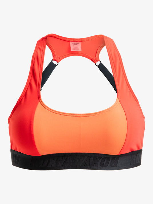Roxy Women's Active Colorblock Crop Top Bikini Poppy Red ERJX30544_RNN6