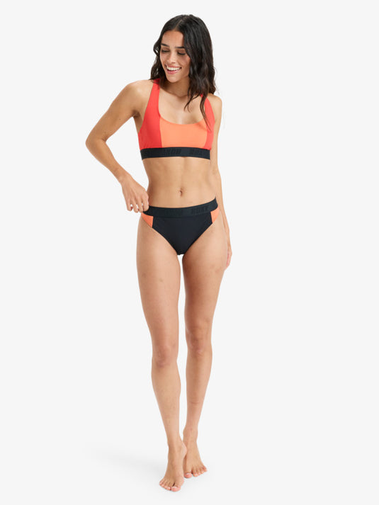 Roxy Women's Active Colorblock Crop Top Bikini Poppy Red ERJX30544_RNN6