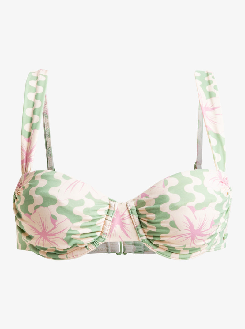 Load image into Gallery viewer, Roxy Women&#39;s Hibiscus Daze Underwire Bikini Top Basil Party Waves Yw ERJX305454-GHZ5
