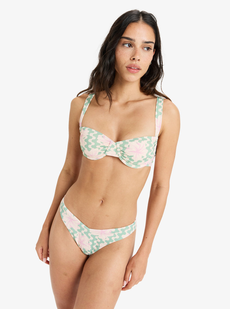 Load image into Gallery viewer, Roxy Women&#39;s Hibiscus Daze Underwire Bikini Top Basil Party Waves Yw ERJX305454-GHZ5
