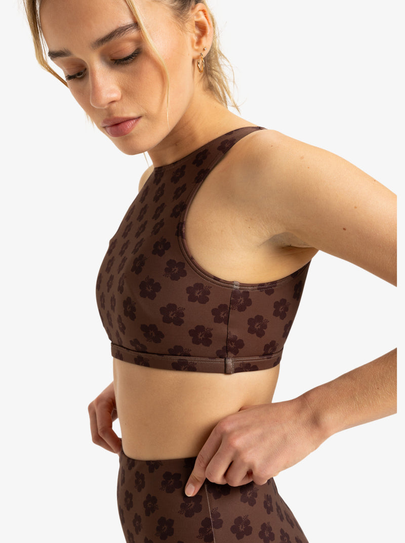 Load image into Gallery viewer, Roxy Women&#39;s Pro The Pop Up Crop Top Bikini Chocolate Plum Polkabiscus ERJX305483-XCKC
