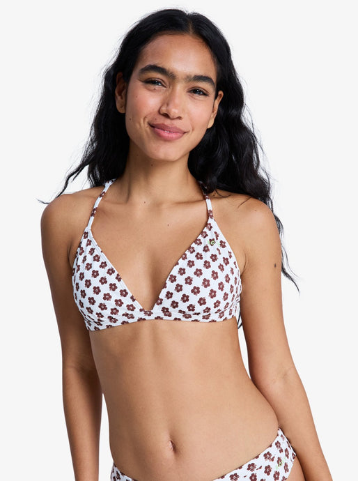 Roxy Women's Pro The Cut Back Fixed Triangle Bikini Top Cloud Dance Polkabiscus Good ERJX305484-WBP1