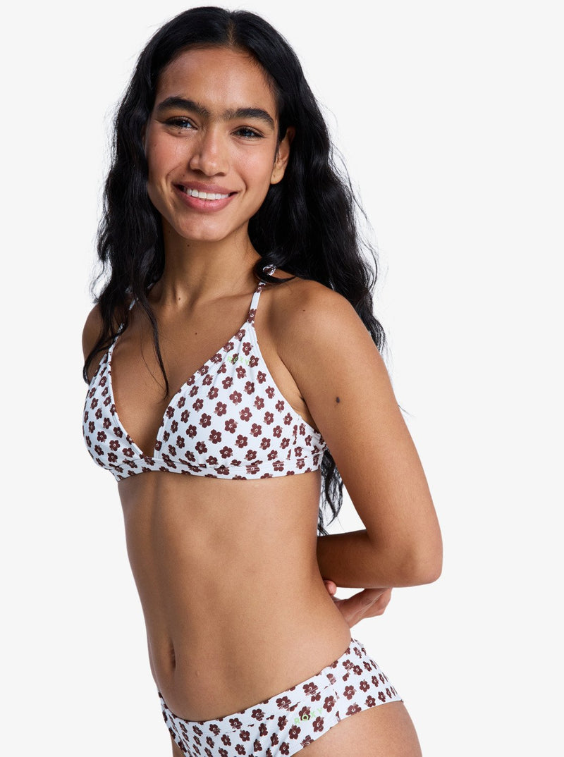 Load image into Gallery viewer, Roxy Women&#39;s Pro The Cut Back Fixed Triangle Bikini Top Cloud Dance Polkabiscus Good ERJX305484-WBP1
