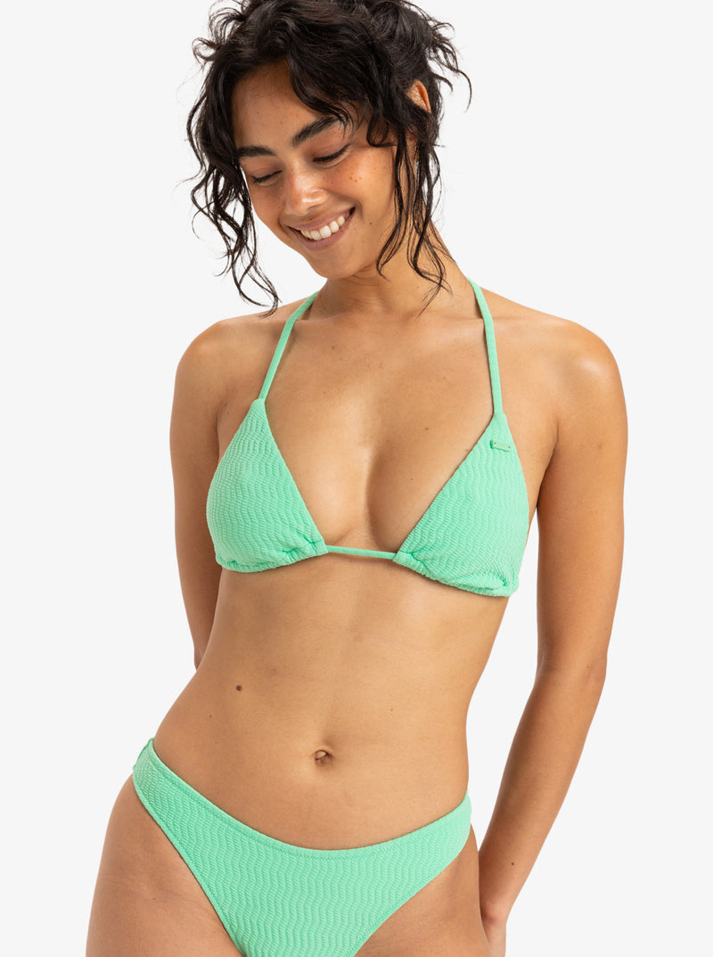 Load image into Gallery viewer, Roxy Women&#39;s Lagos Tiki Tri Triangle Bikini Top Spring Bud ERJX305522_GGG0
