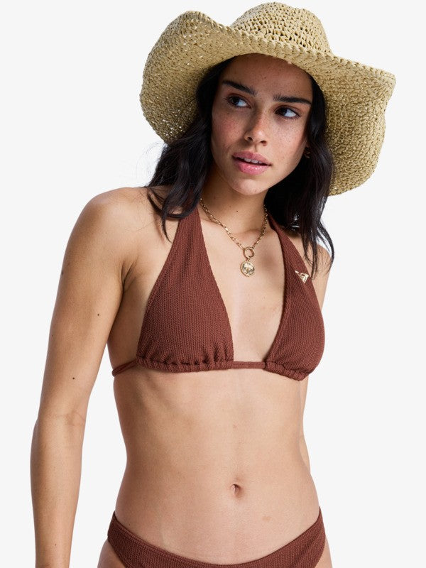 Load image into Gallery viewer, Roxy Women's Sunshine Tiki Triangle Bikini Top Cappuccino ERJX305636-CRV0
