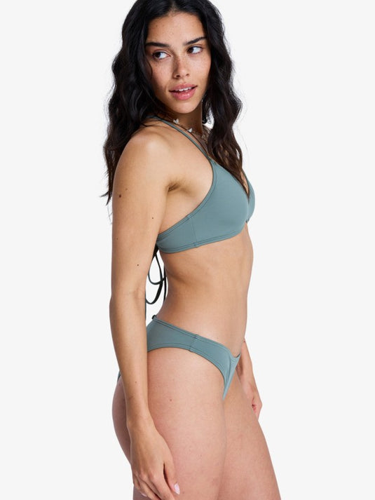 Roxy Women's Solid Essentials Athletic Tri Bikini Top Green ERJX305650-GZC0