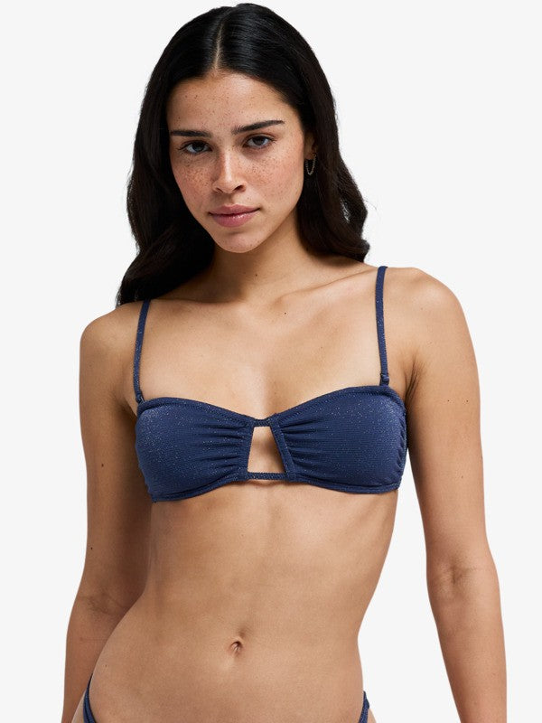 Load image into Gallery viewer, Roxy Women's Shine Bandeau Bikini Top Mood Indigo ERJX305684-BSP0

