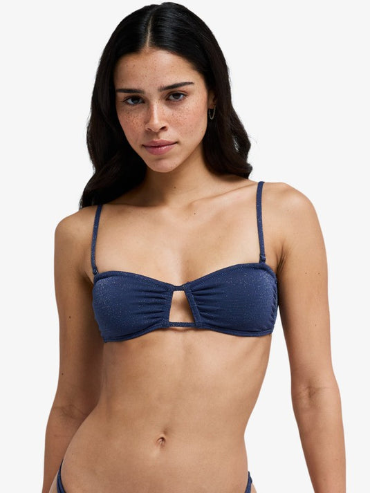 Roxy Women's Shine Bandeau Bikini Top Mood Indigo ERJX305684-BSP0
