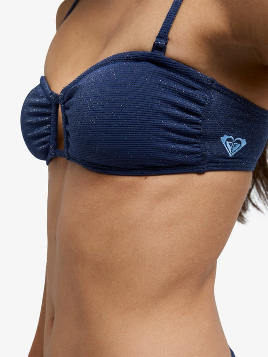 Roxy Women's Shine Bandeau Bikini Top Mood Indigo ERJX305684-BSP0