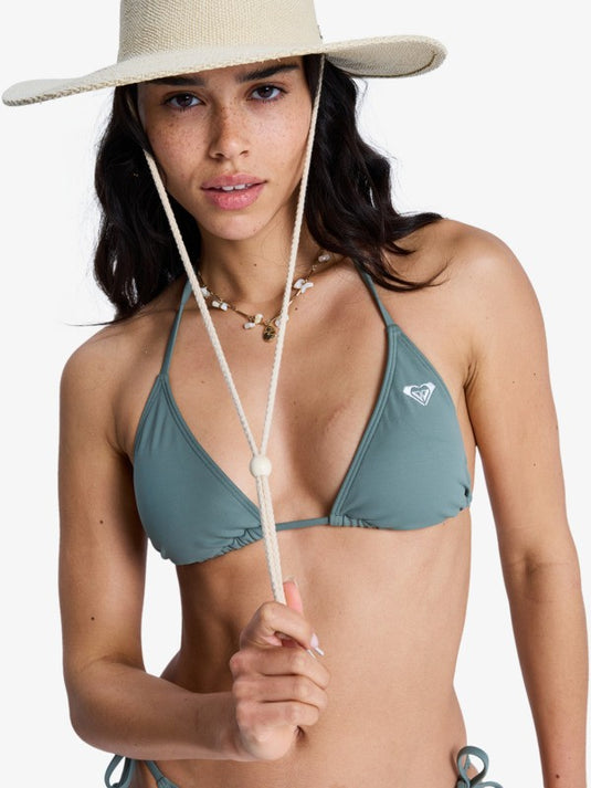 Roxy Women's Solid Essentials Tiki Triangle Bikini Top Agave Green ERJX305688-GZC0