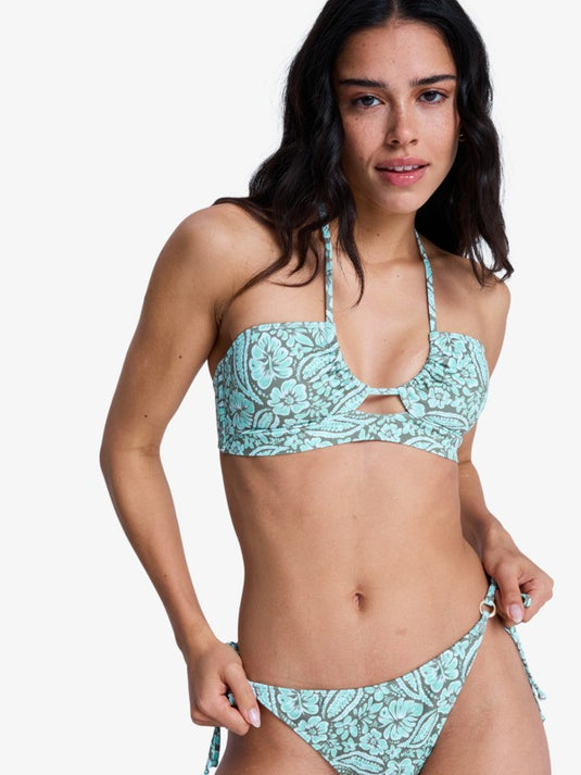 Roxy Women's Wildside Paisley Bandeau Bikini Top Oil Green Wildside Paisley ERJX305710-GLD6